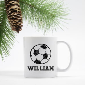 Personalized Soccer Mug Custom Boys Mugs Kids Hot Chocolate Mugs Gifts for Boys Hot Cocoa Mugs Campfire Mugs Personalized Gift 11 oz Ceramic Mug