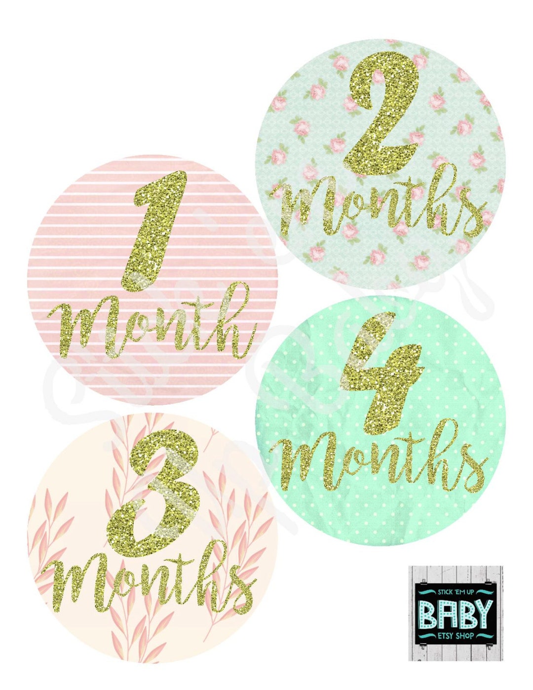 Age Sticker Labels Monthly Baby Stickers Baby Age Stickers Baby Girl Gift Baby Stickers ...
