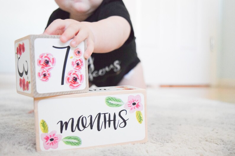 Baby Girl, Baby Age Blocks, Baby Milestone Blocks, Baby Photo Props, Monthly Baby Blocks, Baby Accessories, Baby Gift, Nursery Decor, Shower image 2