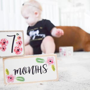 Baby Girl, Baby Age Blocks, Baby Milestone Blocks, Baby Photo Props, Monthly Baby Blocks, Baby Accessories, Baby Gift, Nursery Decor, Shower image 9