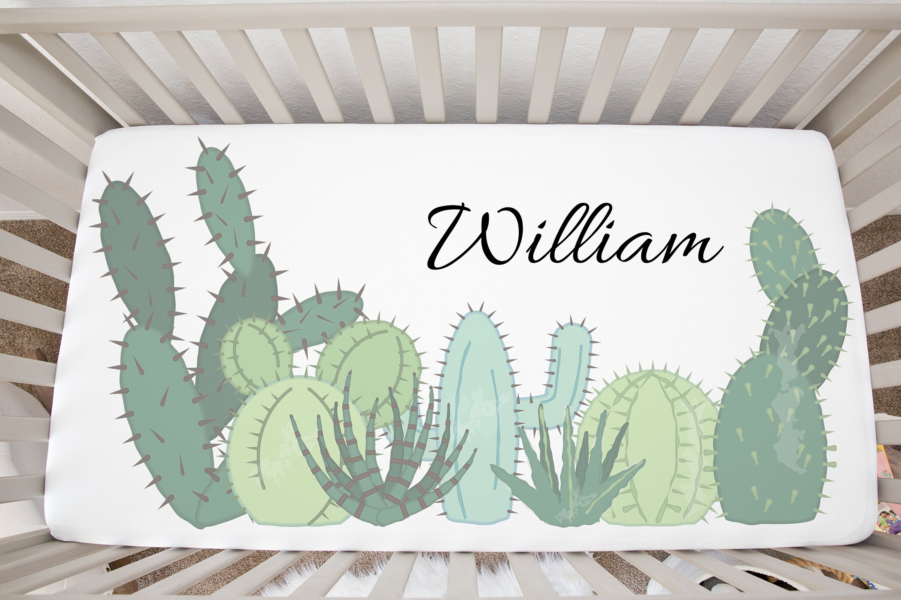 Cactus Crib Sheet Cactus Nursery Baby Boy Gift Boy Etsy