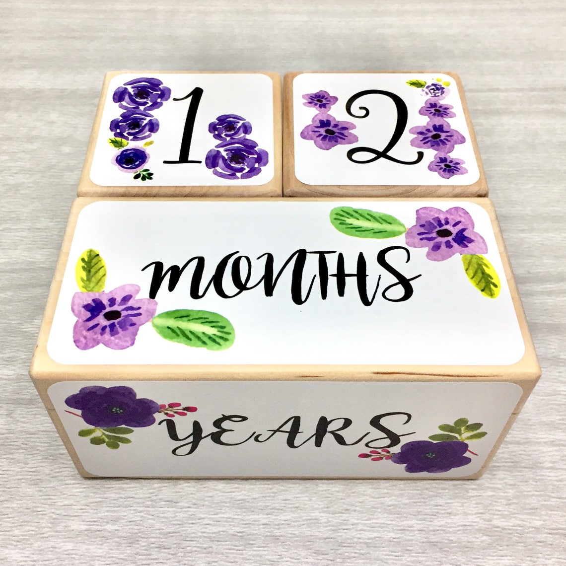 Baby Age Blocks Baby Milestone Blocks Purple Nursery Decor Etsy