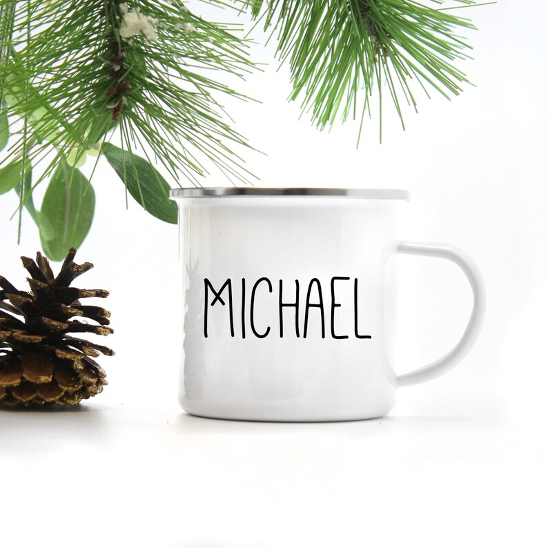 Personalized Mug Personalized Gift Name Mug Modern Christmas Minimalist Mug Christmas Gift Hot Chocolate Coffee Gift for Him image 1