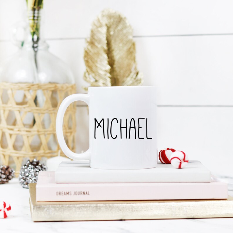 Personalized Mug Personalized Gift Name Mug Modern Christmas Minimalist Mug Christmas Gift Hot Chocolate Coffee Gift for Him image 3