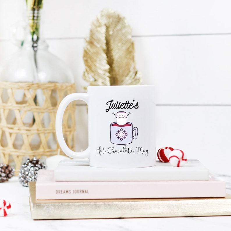 Kids Christmas Mug Girls Hot Chocolate Mug Personalized Name Mug Christmas Gift for Kids Hot Cocoa Bomb Cocoa Mug Gift for Girls 11 oz Ceramic Mug