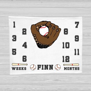 Baseball Baby Milestone Blanket - Baby Boy Gift - Monthly Baby Blanket - Baseball Age Blanket - Name Baby Blanket - Watch Me Grow Blanket