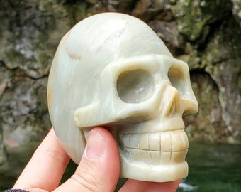 Caribbean Calcite Crystal SKULL, Calcutta Skull, Crystal Skull, Green Skull