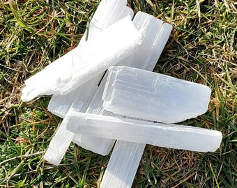 Selenite Crystal Wand - 1 PIECE, Raw Selenite, Crystal Rough, Selenite Log, Raw Stone, Healing Crystals