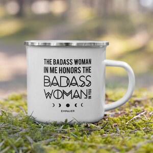 Badass Woman, Enamel Camping Mug, Moon Child, Meditation, Spirituality, goddess, wild, Feminine energy, spirit daughter, women empowerment