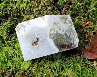 Moss Agate, Druzy Moss Agate Freeform, Druzy Crystal Carving, Moss Agate Crystal, Crystal Freeform
