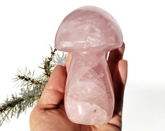 Large STAR Rose Quartz Crystal Mushroom with rainbows #4, Quartz Mushroom, Crystal Mushroom