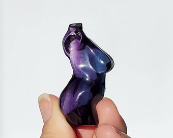 VERY Clear Mini Blue Purple Fluorite Female body, Fluorite Carving, Female Carving