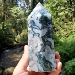 Stunning LARGE Druzy Moss Agate Tower image 4