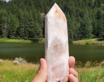 Stunning + LARGE Druzy Carnelian Flower Agate Tower #2