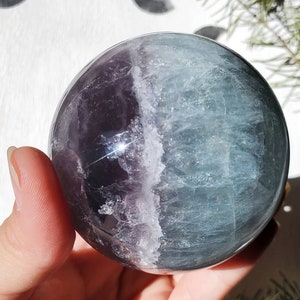 Mint/Purple Fluorite Sphere with rainbows, Green Purple Fluorite sphere, Fluorite stone, Fluorite Spheres