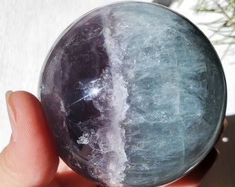 Mint/Purple Fluorite Sphere with rainbows, Green Purple Fluorite sphere, Fluorite stone, Fluorite Spheres