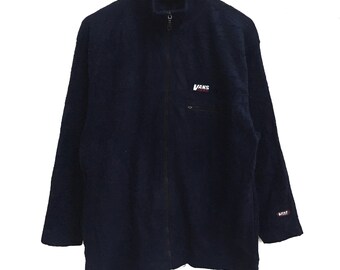 Rare!!! Vintage VANS USA Skateboard Small Logo Embroidered Fleece Zipper Sweaters Medium Size