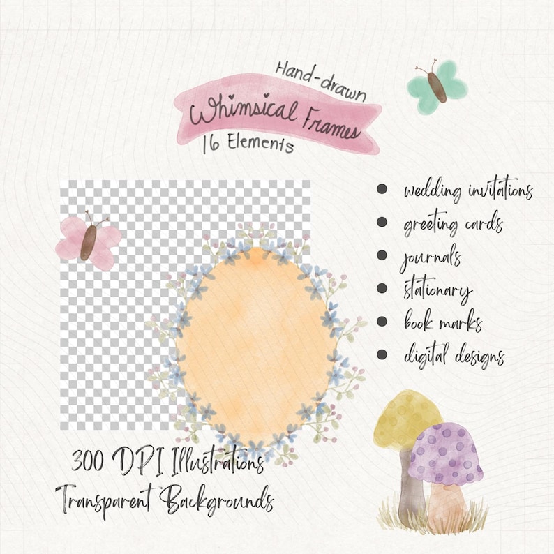 Whimsical Watercolor Frames - Etsy