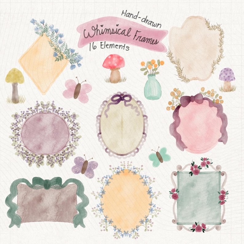 Whimsical Watercolor Frames - Etsy