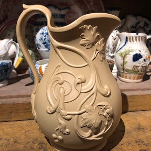 Mid 19th century English Molded Pottery Pitcher