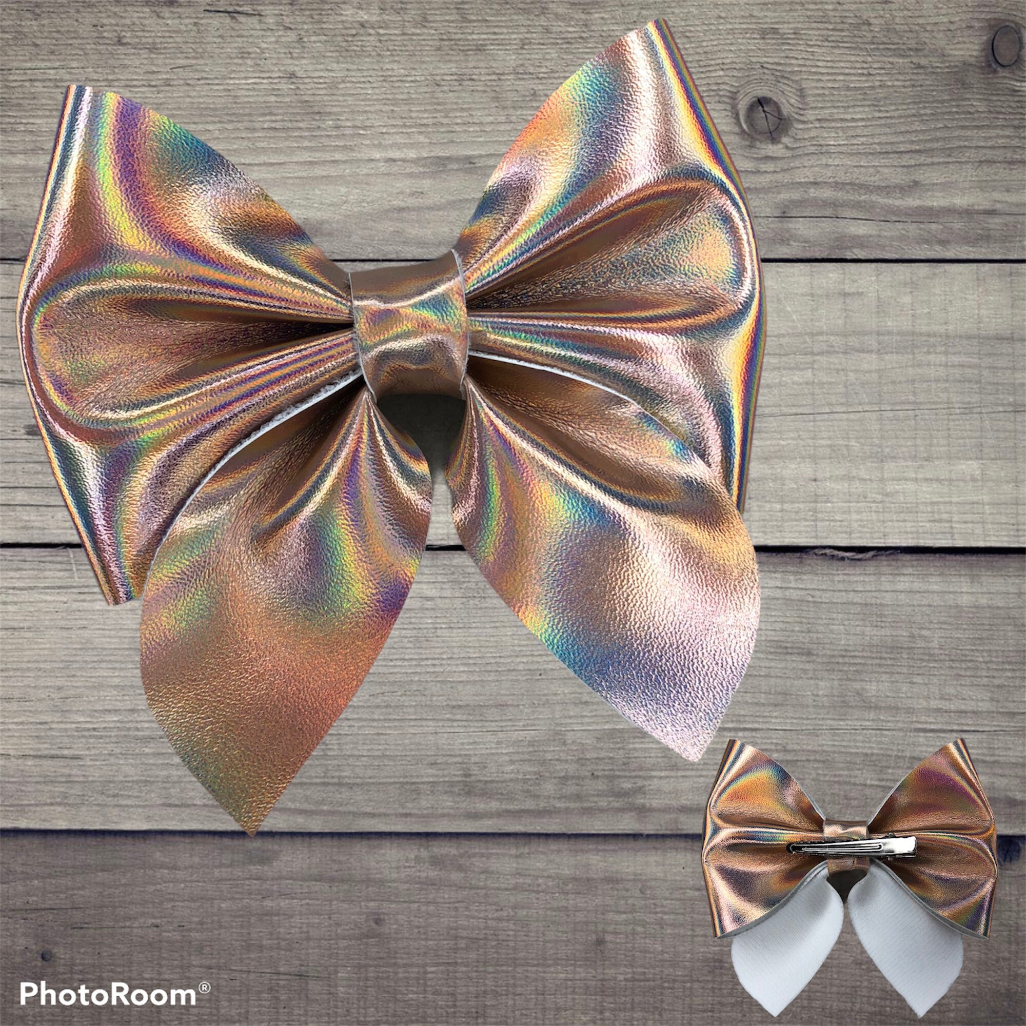 Rose Gold Hair Bow / Rose Gold Holographic Bow Etsy