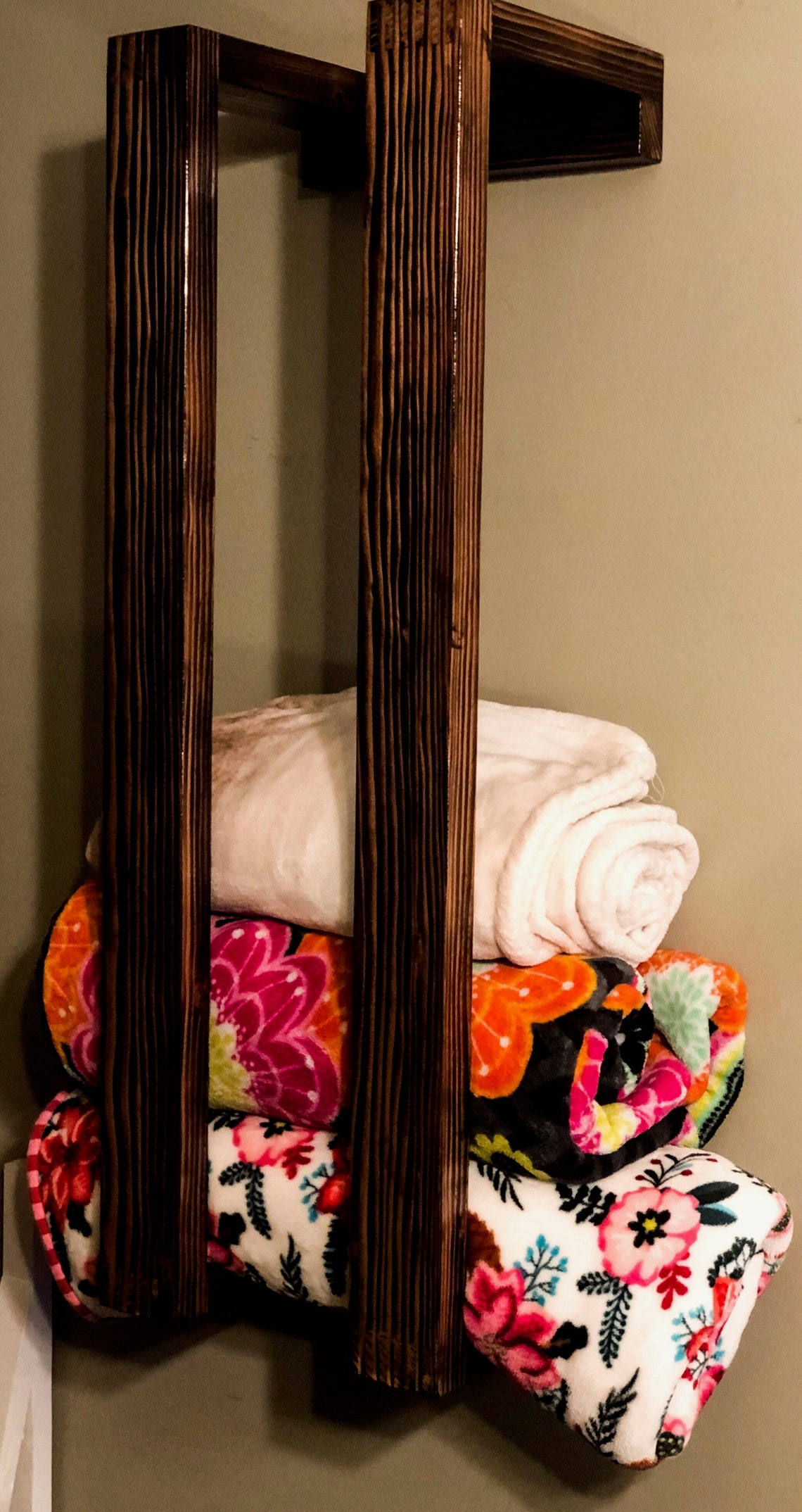 Blanket rack wooden wall mounted blanket / towel holder / Etsy