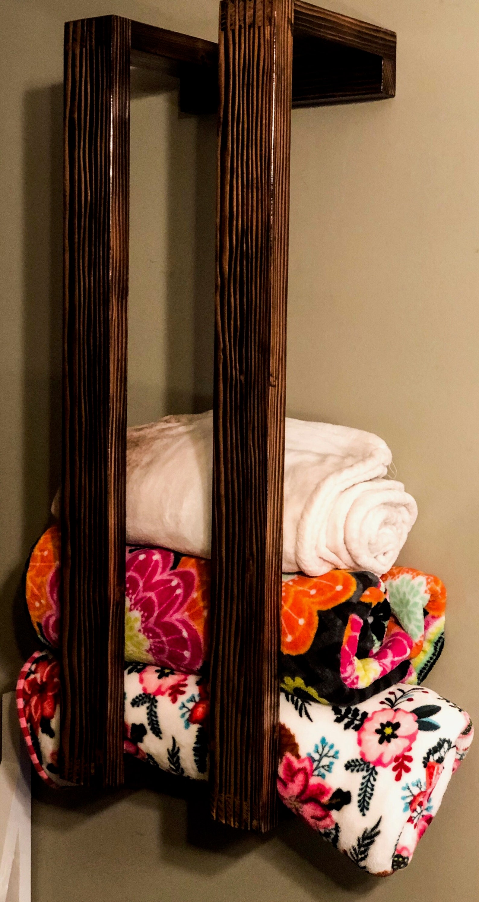 Blanket rack wooden wall mounted blanket / towel holder / Etsy