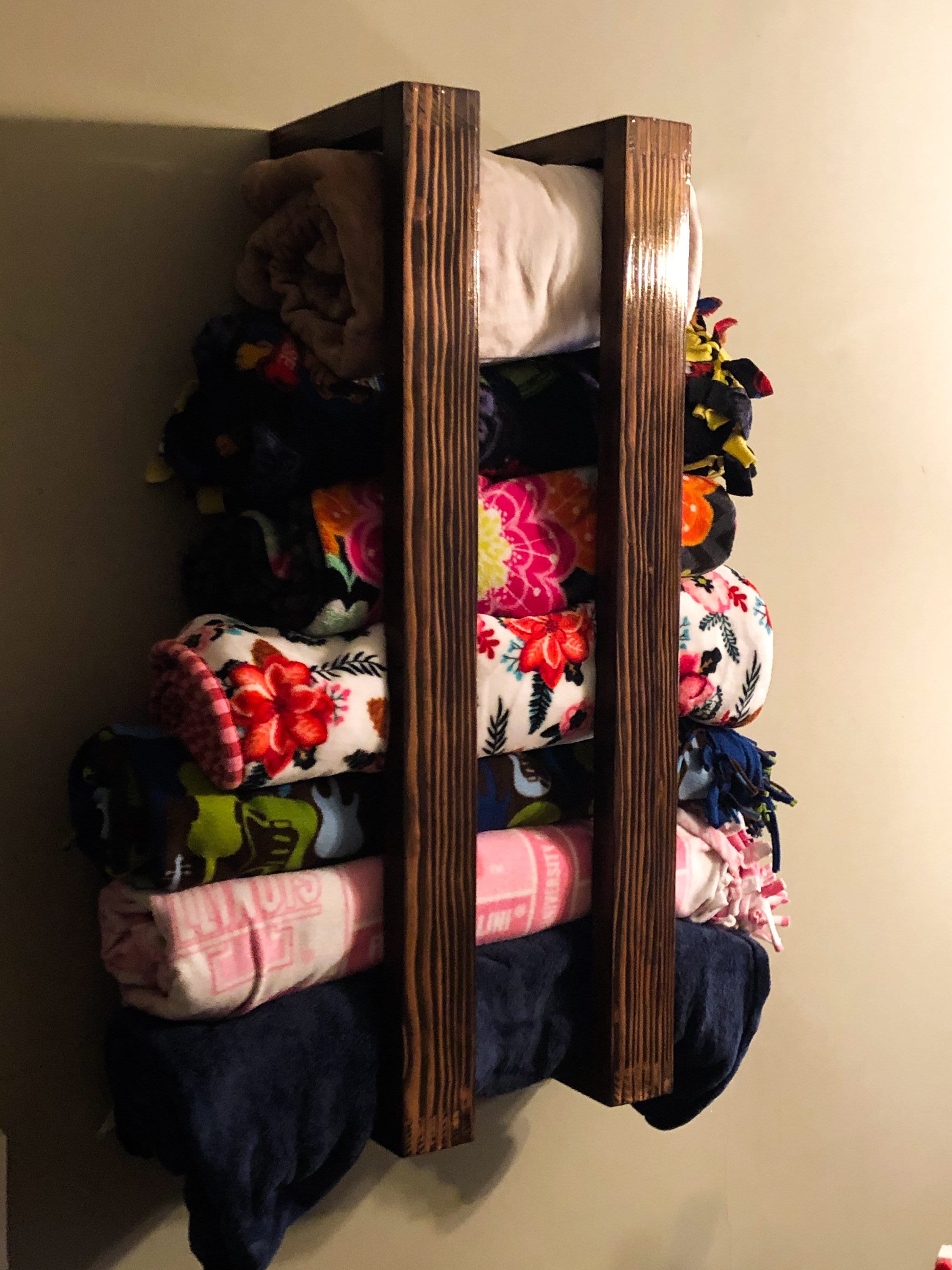 Blanket Rack Wooden Wall Mounted Blanket / Towel Holder / Etsy