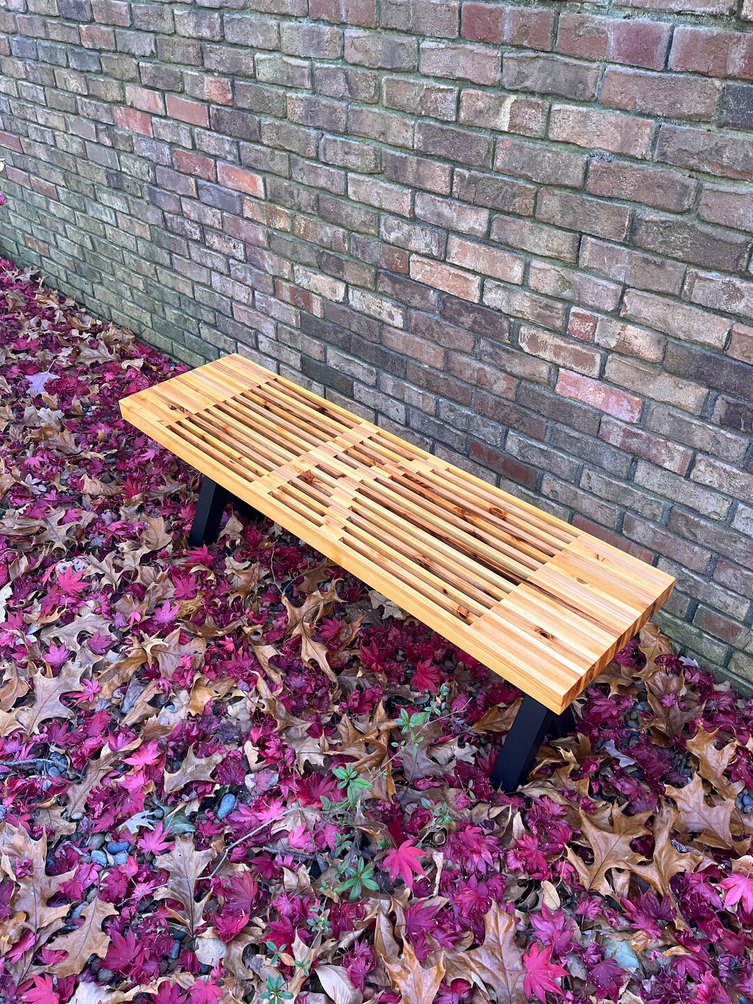 Slatted Bench With Family Name Initial - Unique Gift for Wedding or New ...