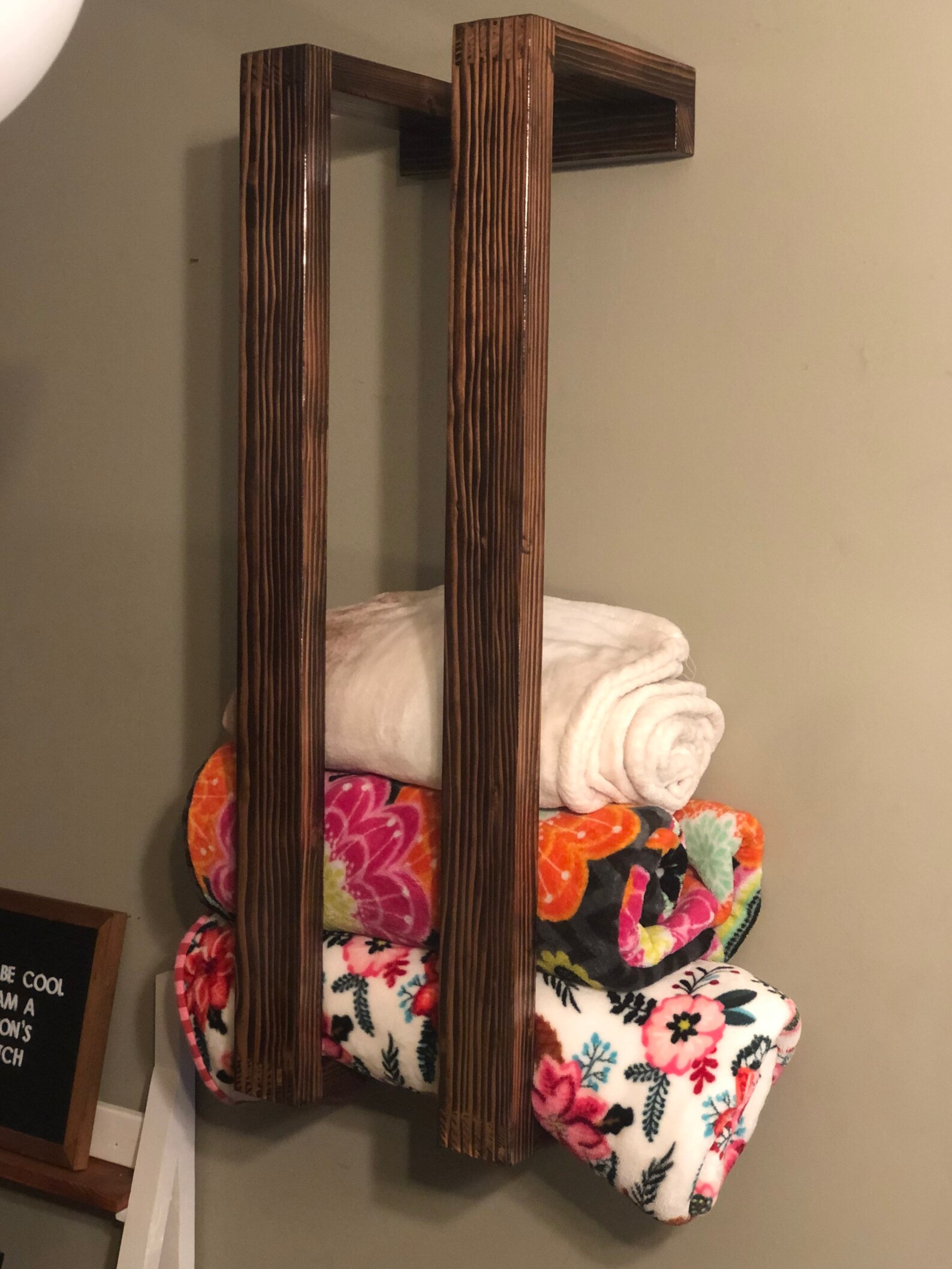 Blanket rack wooden wall mounted blanket / towel holder / Etsy