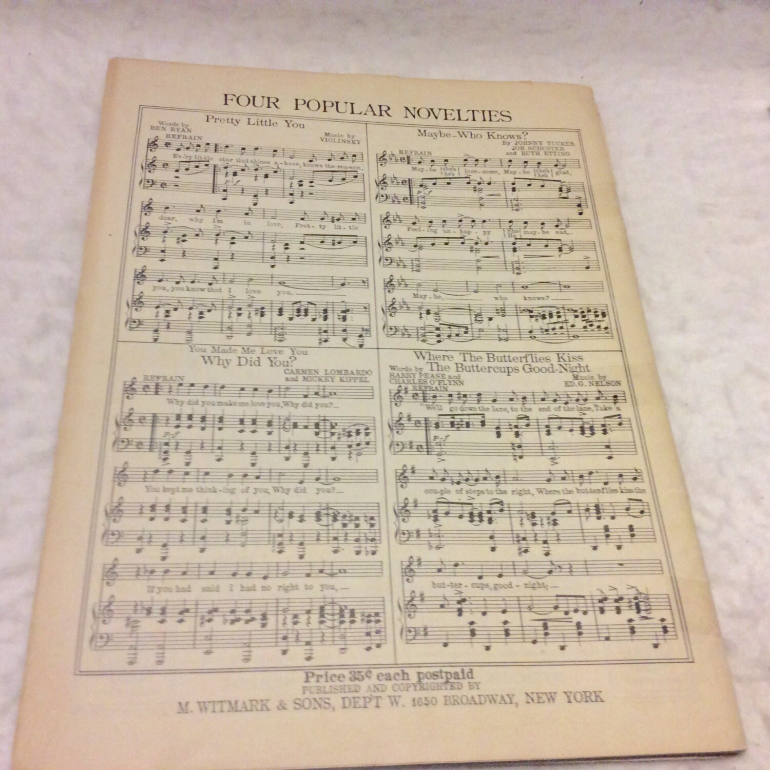 1929 Theme Song Dance Folio Sheet Music M Witmark. Great - Etsy