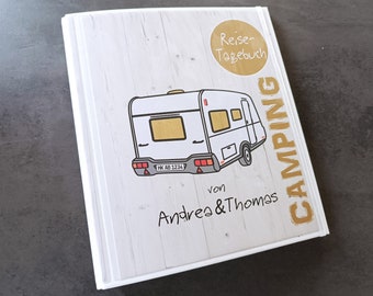 Camping diary caravan - NEW: INDIVIDUALIZED with name and license plate - gift for camper or your caravan