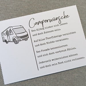 Camperwünsche Wohnmobil Integriert - Postkarte / Glückwunschkarte / Grußkarte DIN A6