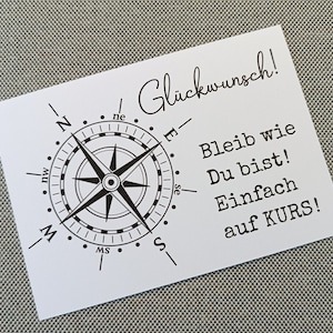 Bleib auf Kurs! mit Kompass / Glückwunschkarte / Postkarte DIN A6