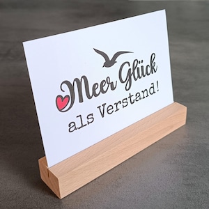 Meer-Postkarte mit Kartenständer aus Buche - Ein Spruch zum Meer als Deko zum Aufstellen (alternativ Karte mit Umschlag)