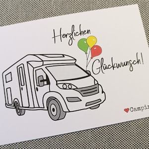 Camper-Glückwunschkarte mit Wohnmobil (Teilintegriert) / Grußkarte DIN A6