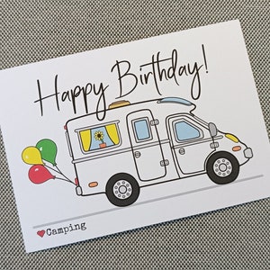 Geburtstagskarte mit Wohnmobil - Camper-Glückwunschkarte / Grußkarte DIN A6