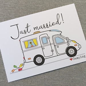 Hochzeitskarte mit Wohnmobil - Camper-Glückwunschkarte / Grußkarte DIN A6