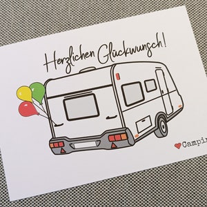 Camper-Glückwunschkarte mit Wohnwagen / Grußkarte DIN A6