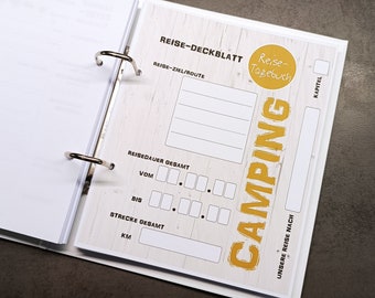 10 travel cover sheets as dividers for the camping travel journal (register)