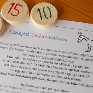 Das Eselspiel in der 121-teiligen Version als bunte Colour-Edition aus Massivholz Lege/Stapelspiel für 2-8 Spieler, personalisierbar Bild 6