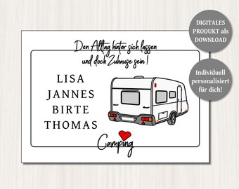 Poster Camping - Personalized for your camper family - with caravan - as a gift - DIGITAL FILE for self-printing