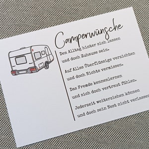 Camperwünsche Wohnwagen - Postkarte / Glückwunschkarte / Grußkarte DIN A6