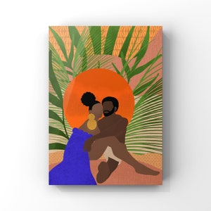 Black Couple Illustration, Printable Wall Art, Black Love, Black Art Print, Couples, Wall Art, Collage Art, Wall Decor, Digital Download