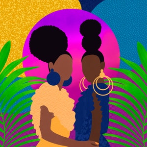 All We Got, Digital Collage Art Illustration, Black Women, Sisterhood, Black Art, Fashion Illustration, Digital Download image 2