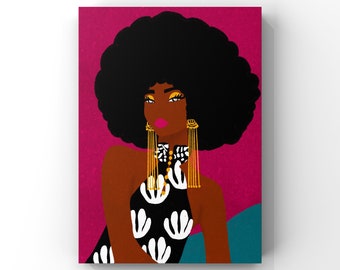 Paris, Black Woman Art Print, Printable Wall Art, Digital Art Illustration, Digital Download, Home Decor