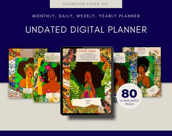 Undated Digital Planner, Illustrated, Goodnotes, Notability (Digital Download)