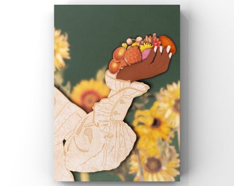 Foraging, Black Woman Cottage Core, Nature Art, Printable Wall Art, Mushroom Illustration Art, Cottage Core Art, Room Decor, Digital