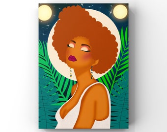 Luna Art Print, Black Woman, Moonlight Illustration (Digital Download)