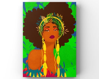 Bailee, Black Woman Digital Art Print Illustration, Printable Wall Art, Digital Download, Wall Art Decor, Digital Art Print